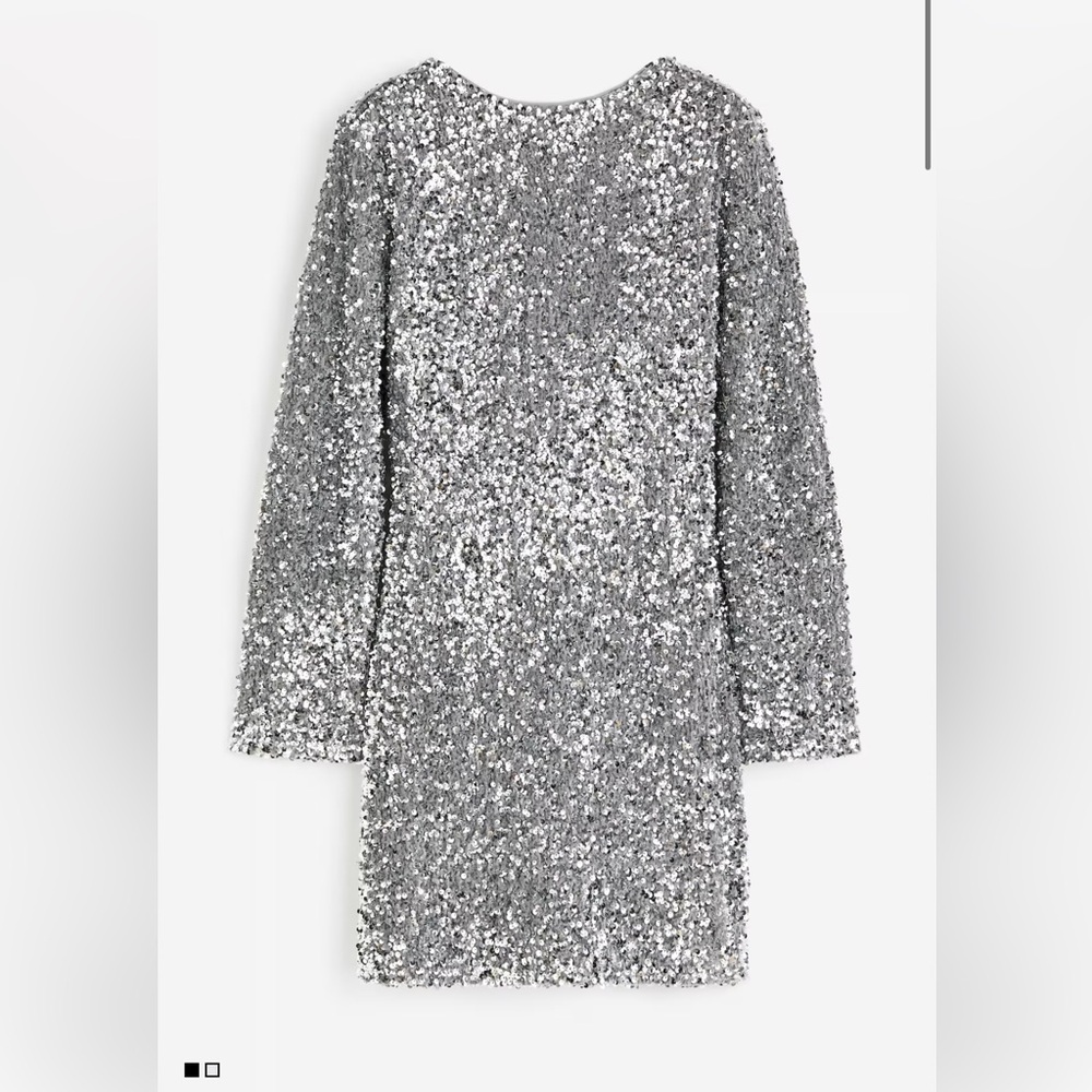 H&M Silver Sequin Long Sleeve Dress